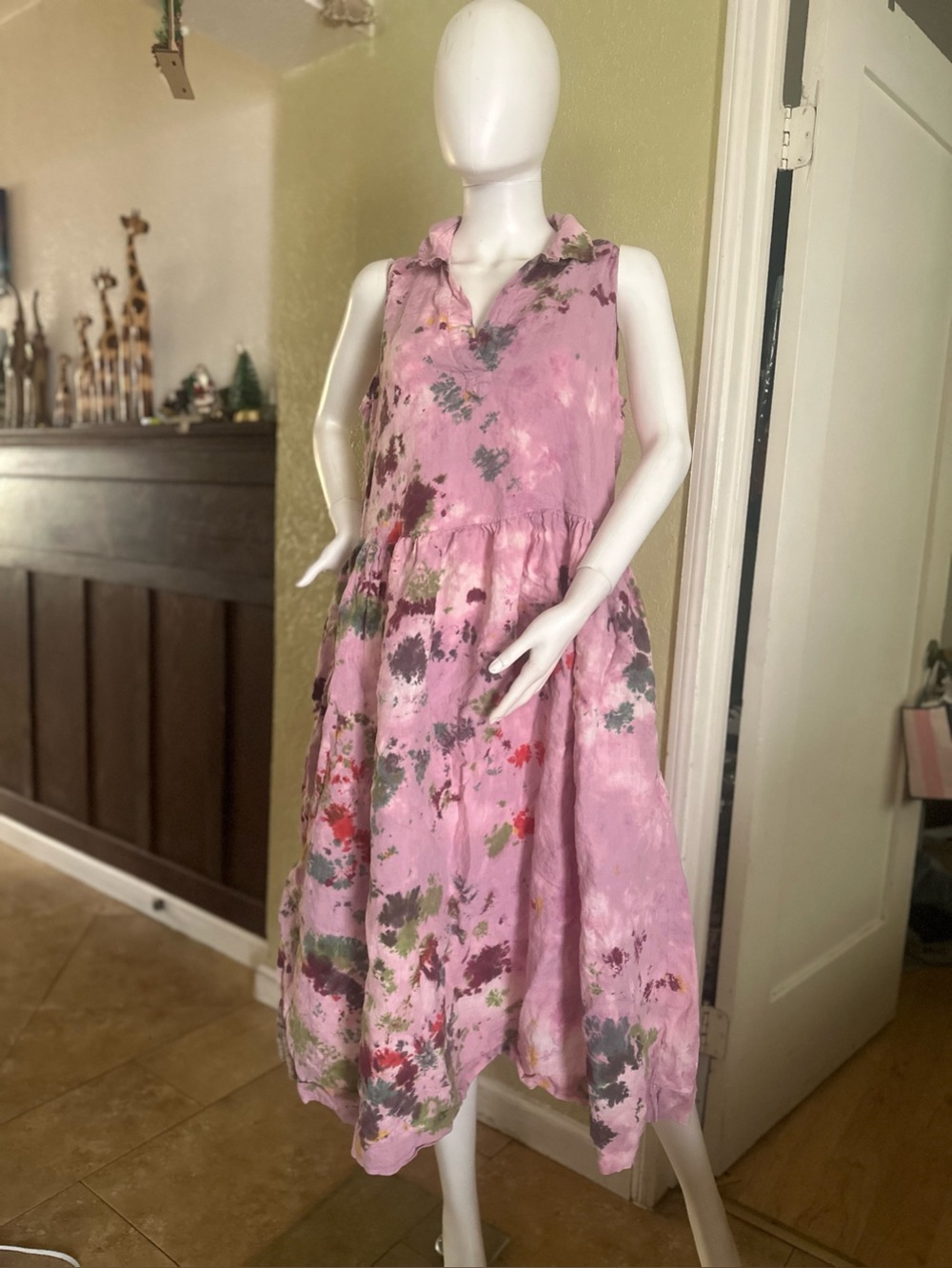 Frank & Eileen Pink Floral Sleeveless Midi Dress